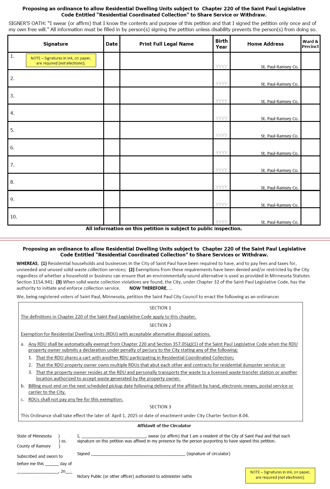 Image of downloadable paper Petition Form