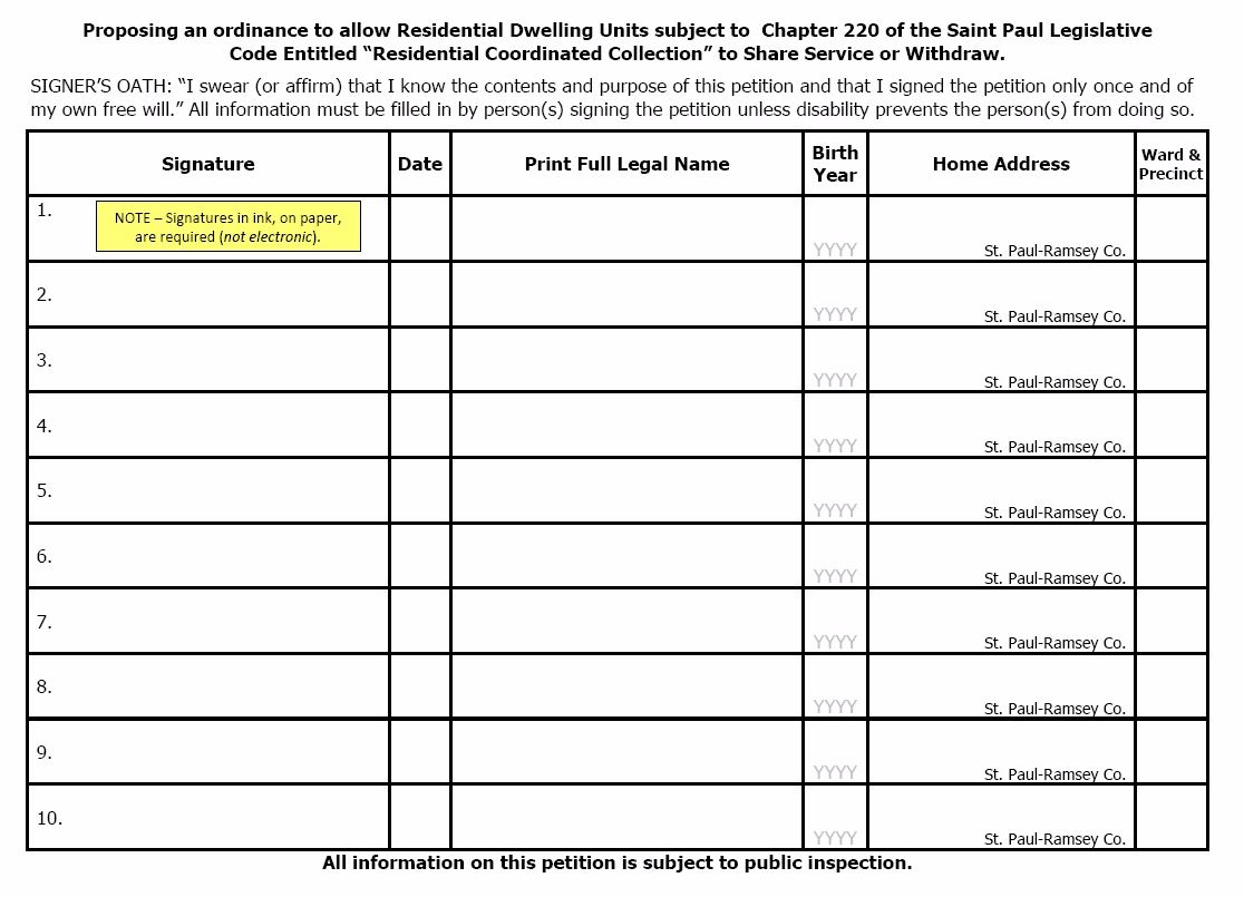 Image of downloadable paper PETITION Form